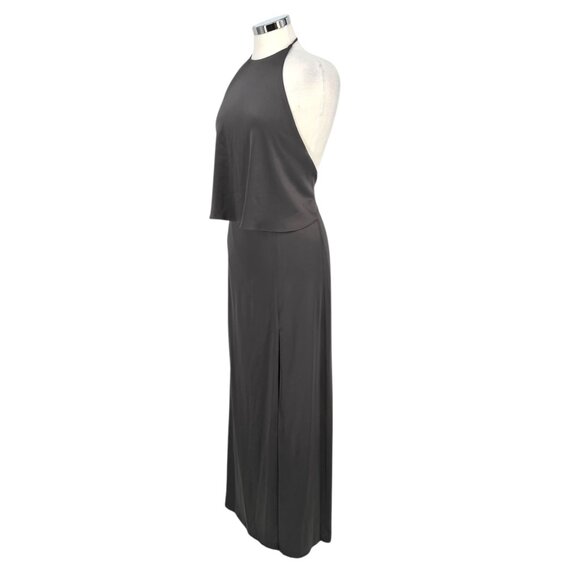 Halston Heritage High Neck Gown Open Back Gown in Gunmetal Gray Size 2 - Picture 6 of 15